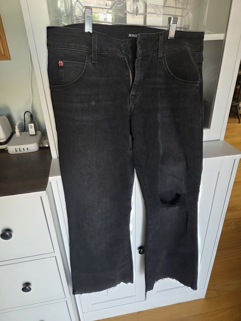 Hudson  Women  ankle-length  Jeans with Knee Rip